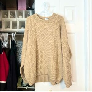 Aritzia Peggy Cozy Cable Knit Sweater - Wicker Tan